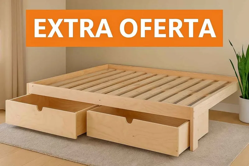 Cama 2 plazas pino macizo con cajones abajo